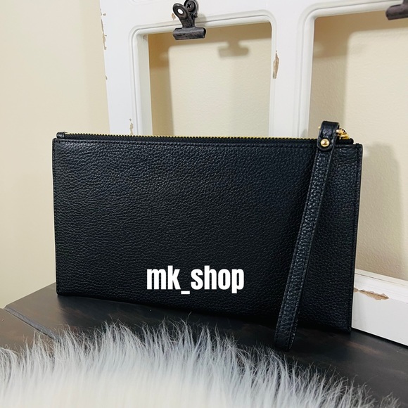 Michael Kors Jet Set Charm Large Zip Clutch Wristlet Black - Picture 5 of 11
